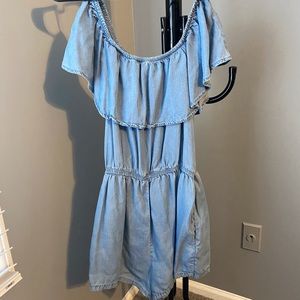 Jean off shoulder romper cute size large